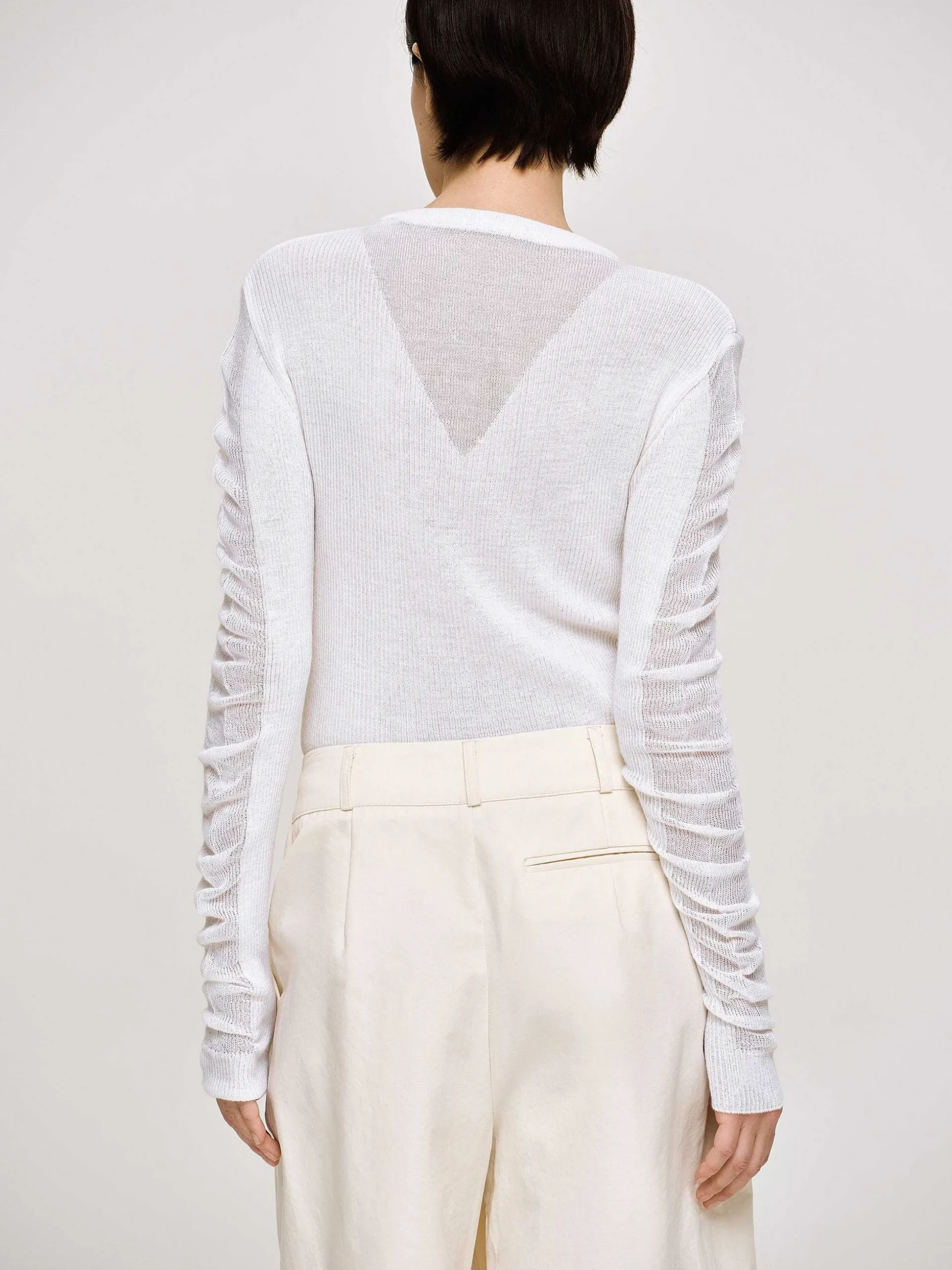 Women Source Unknown Clothing-Sheer Sleeve Knit, White