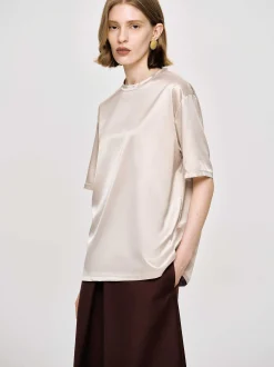 Women Source Unknown Accessories-Silky Satin T-Shirt, Pink