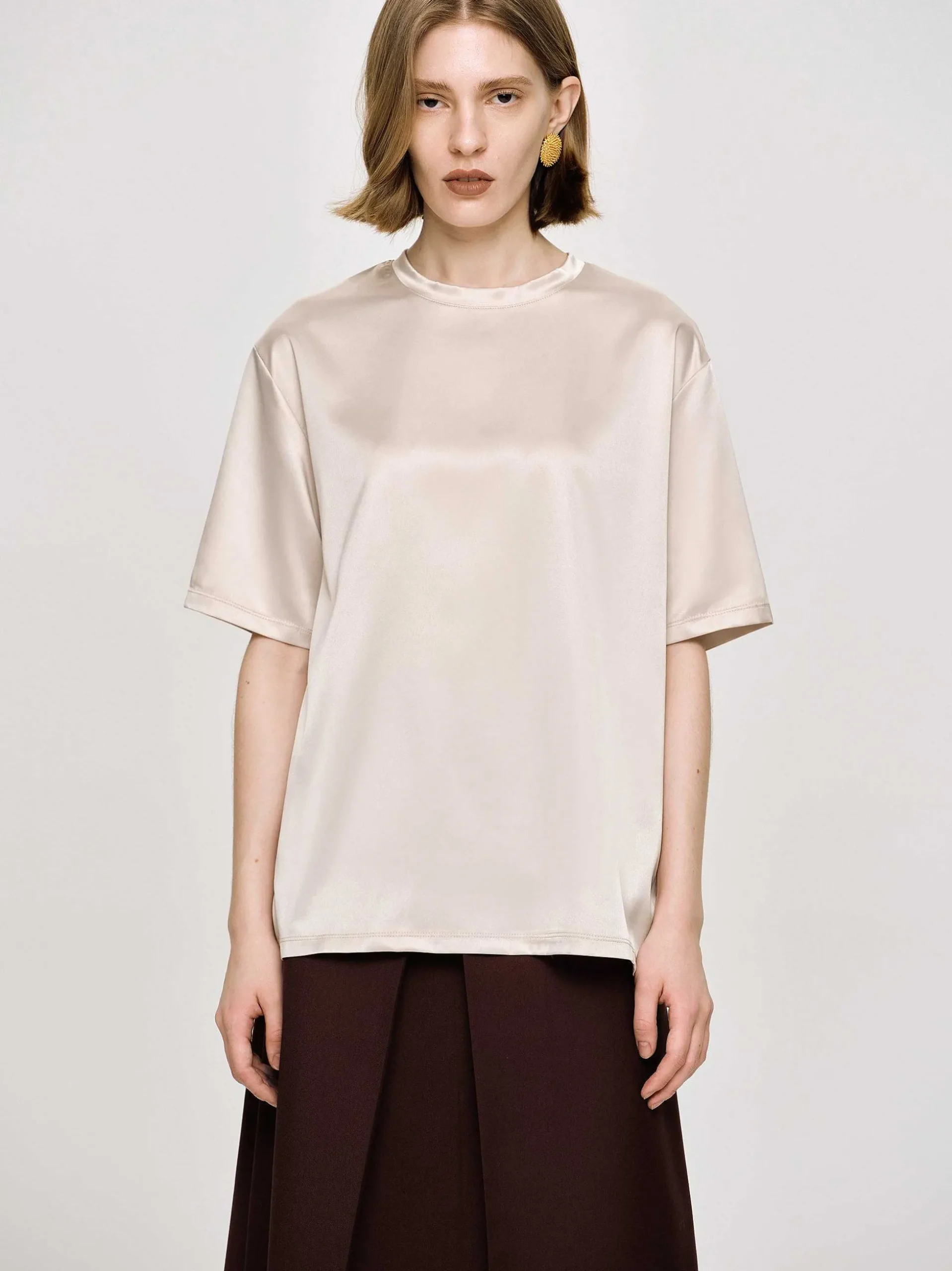 Women Source Unknown Accessories-Silky Satin T-Shirt, Pink