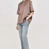 Women Source Unknown Accessories-Silky Satin T-Shirt, Red Bean