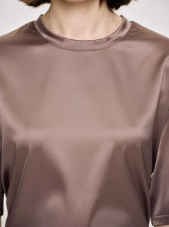 Women Source Unknown Accessories-Silky Satin T-Shirt, Red Bean