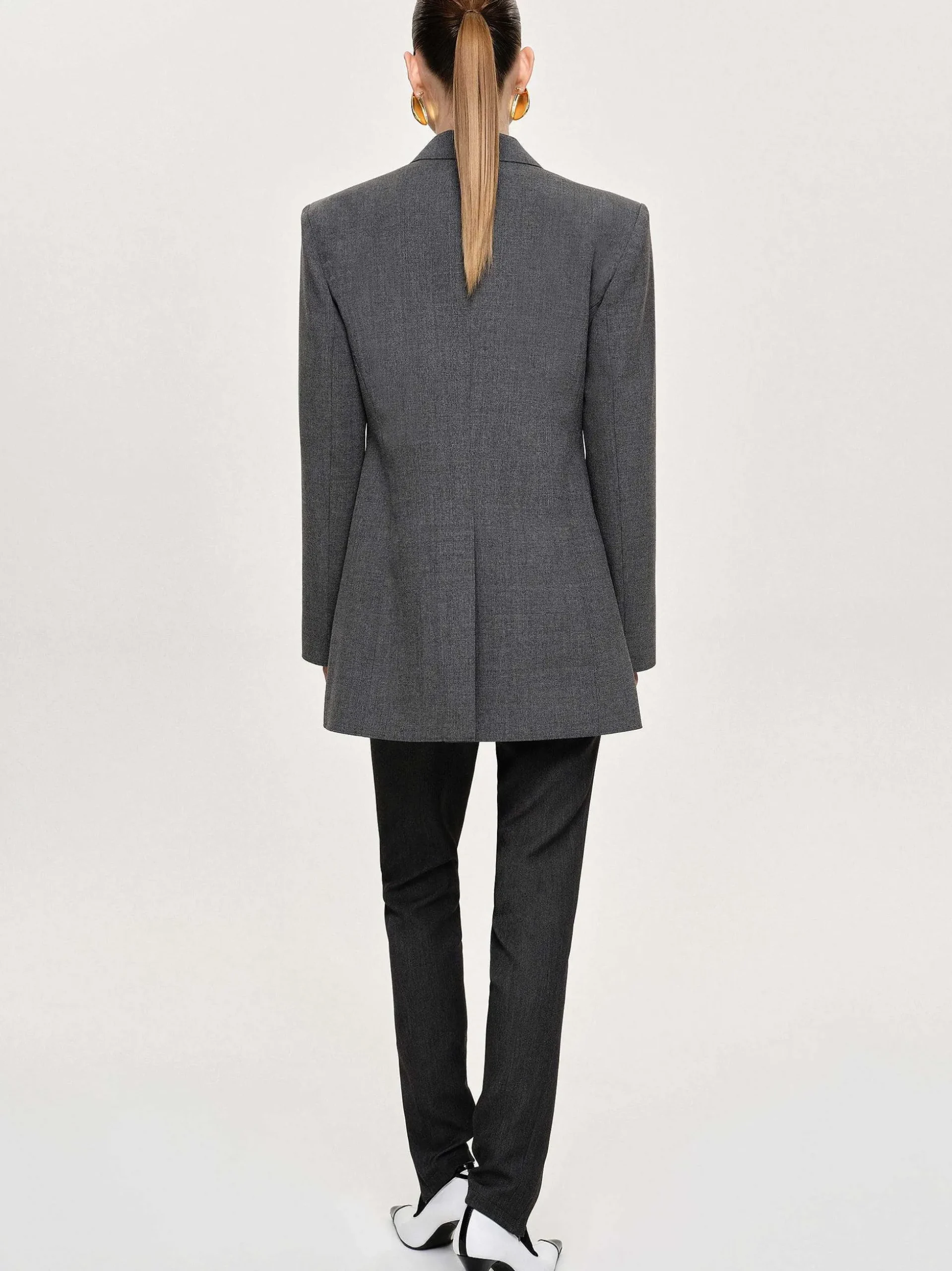 Women Source Unknown Clothing-Single-Button Blazer, Charcoal