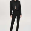 Women Source Unknown Accessories-Sisilia Bow Cropped Blazer, Black