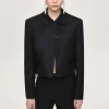 Women Source Unknown Accessories-Sisilia Bow Cropped Blazer, Black