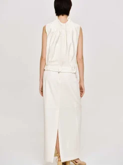 Women Source Unknown Accessories-Sleeveless Leather Top, Ivory