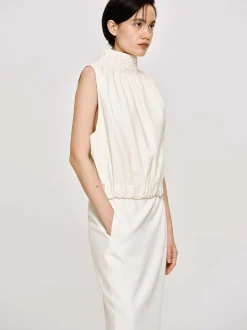 Women Source Unknown Accessories-Sleeveless Leather Top, Ivory