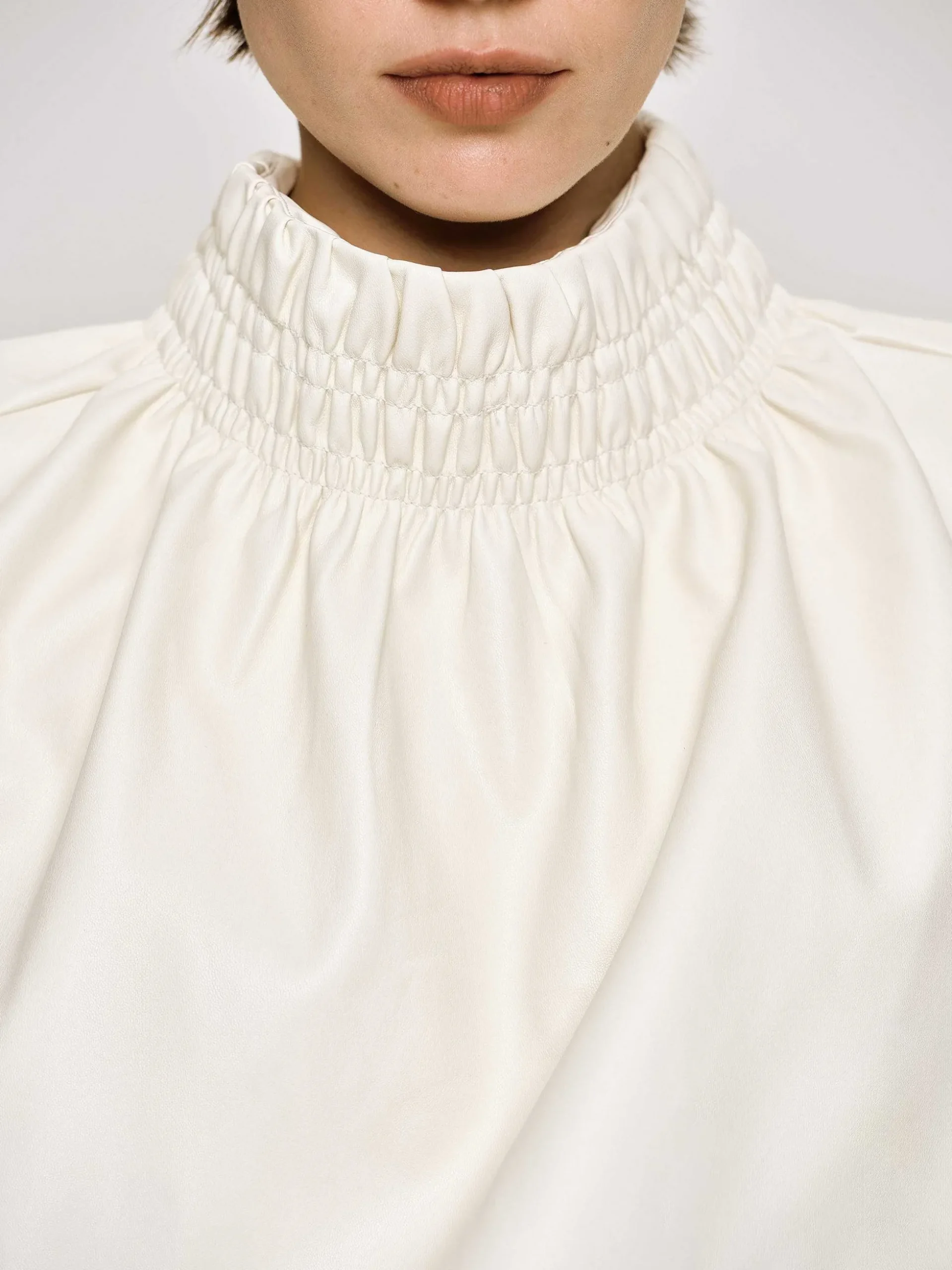 Women Source Unknown Accessories-Sleeveless Leather Top, Ivory