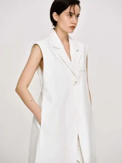 Women Source Unknown Outerwear-Sleeveless Long Blazer, White