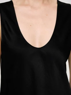Women Source Unknown Accessories-Sleeveless Satin Top, Black