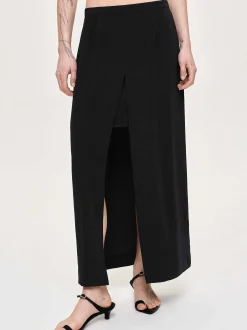 Women Source Unknown Bottoms-Slit Maxi Skirt, Black