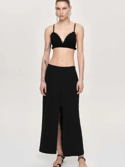 Women Source Unknown Bottoms-Slit Maxi Skirt, Black