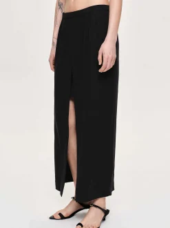 Women Source Unknown Bottoms-Slit Maxi Skirt, Black