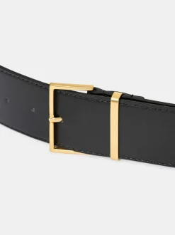Women Source Unknown Accessories-Square Buckle Belt, Black
