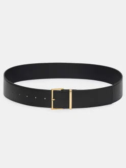 Women Source Unknown Accessories-Square Buckle Belt, Black