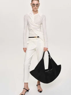 Women Source Unknown Clothing-Straight Crop Cigarette Trousers, Ivory