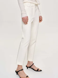 Women Source Unknown Clothing-Straight Crop Cigarette Trousers, Ivory