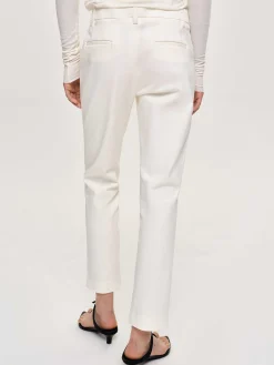 Women Source Unknown Bottoms-Straight Crop Cigarette Trousers, Ivory