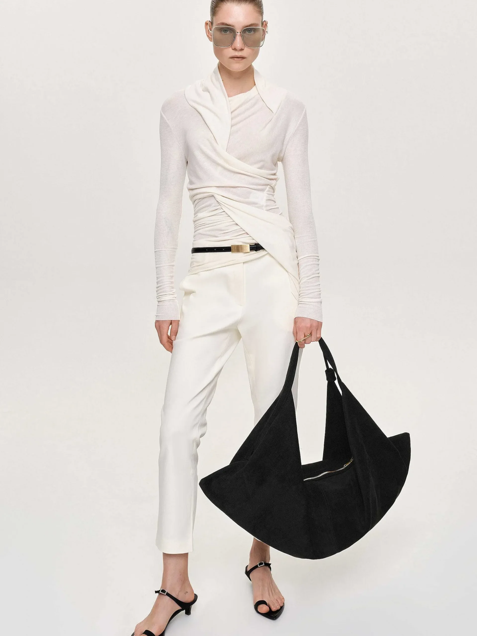 Women Source Unknown Bottoms-Straight Crop Cigarette Trousers, Ivory
