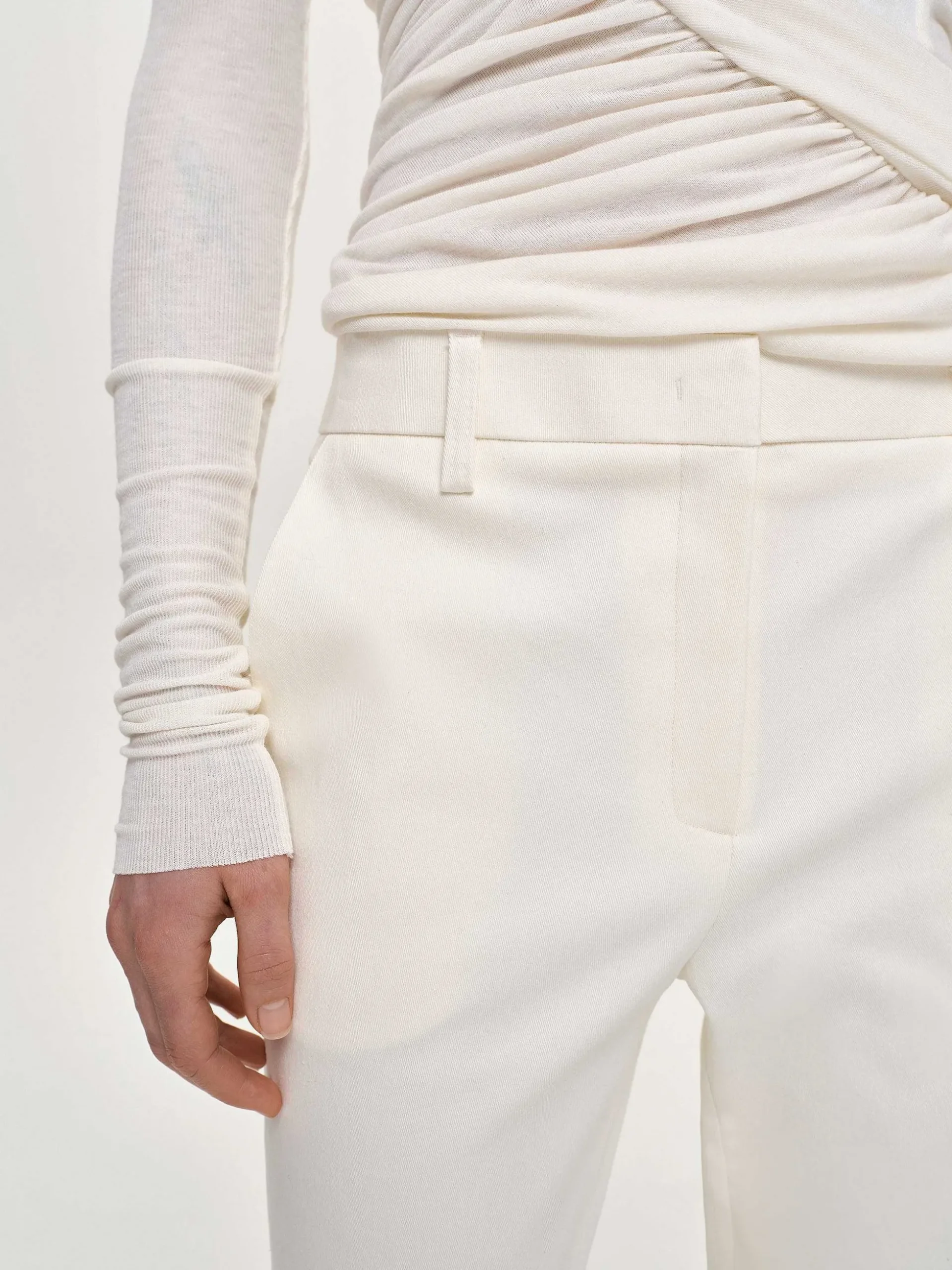 Women Source Unknown Bottoms-Straight Crop Cigarette Trousers, Ivory