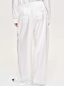 Women Source Unknown Clothing-Taiamo Fluid Satin Trousers, White