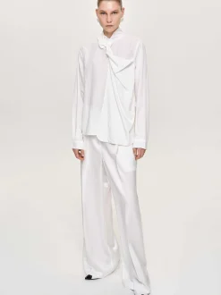 Women Source Unknown Bottoms-Taiamo Fluid Satin Trousers, White
