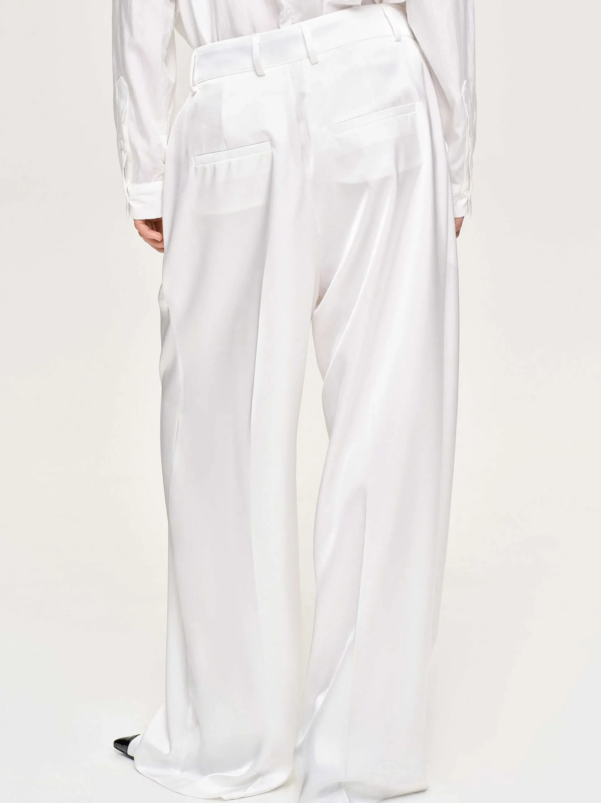 Women Source Unknown Bottoms-Taiamo Fluid Satin Trousers, White