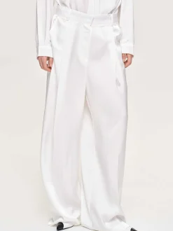 Women Source Unknown Bottoms-Taiamo Fluid Satin Trousers, White