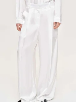 Women Source Unknown Bottoms-Taiamo Fluid Satin Trousers, White