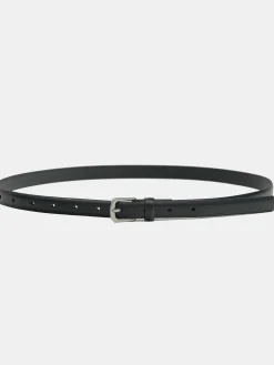 Women Source Unknown Accessories-Thin Leather Belt, Black