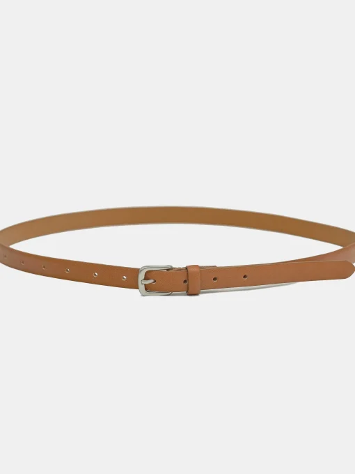 Women Source Unknown Accessories-Thin Leather Belt, Camel