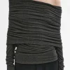 Women Source Unknown Accessories-Tova Off Shoulder Knit, Dark Grey Melange