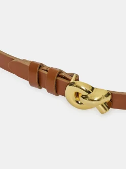 Women Source Unknown Accessories-Twisted Knot Buckle Belt, Camel