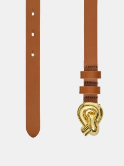 Women Source Unknown Clothing-Twisted Knot Buckle Belt, Camel