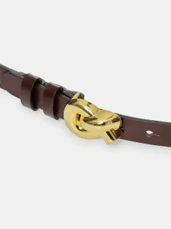 Women Source Unknown Accessories-Twisted Knot Buckle Belt, Brown