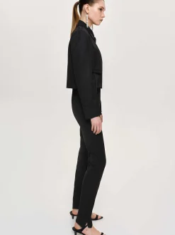 Women Source Unknown Bottoms-Tyia Bias-Cut Slim Trousers, Black