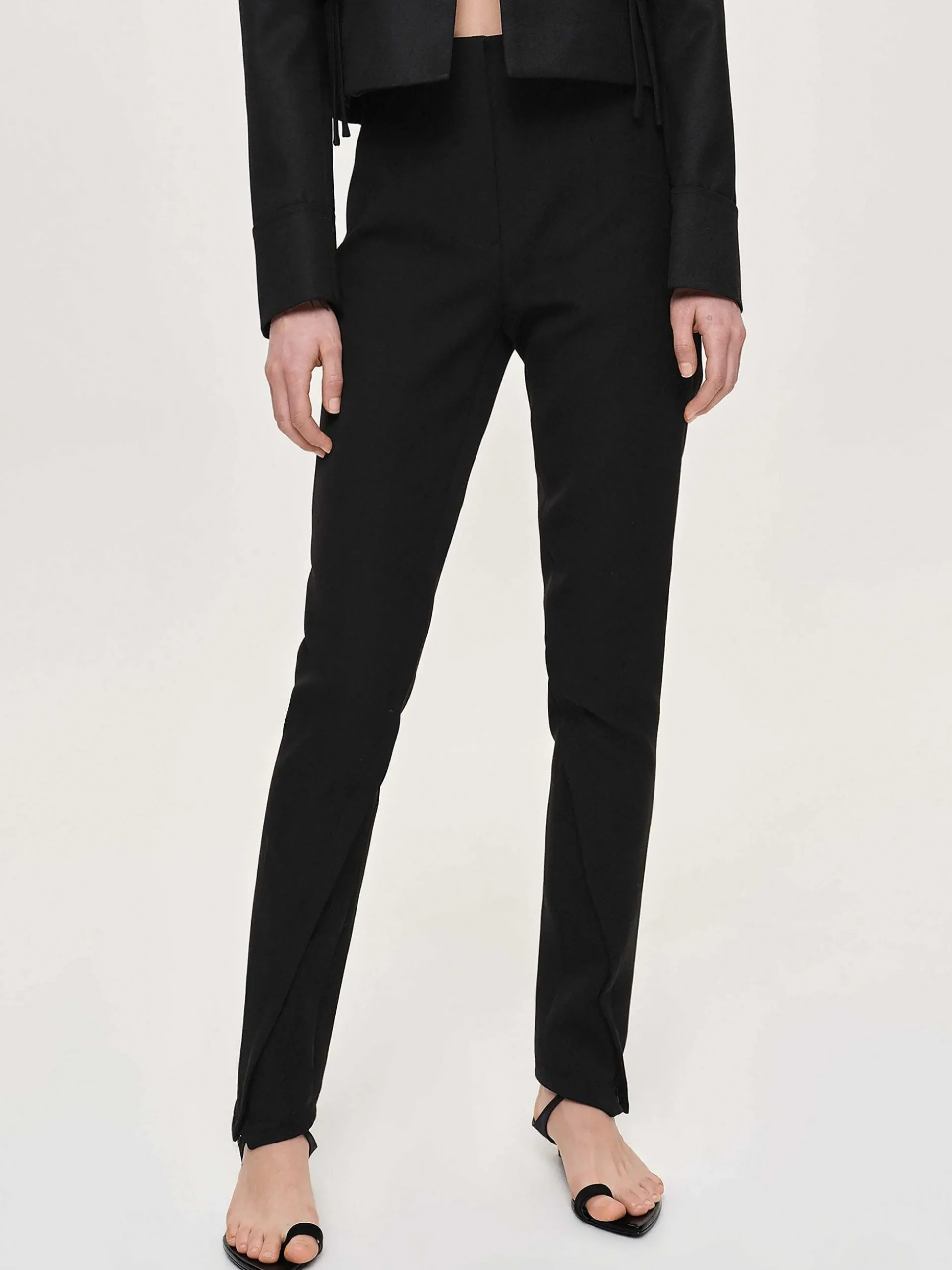 Women Source Unknown Bottoms-Tyia Bias-Cut Slim Trousers, Black