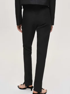 Women Source Unknown Bottoms-Tyia Bias-Cut Slim Trousers, Black
