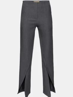 Women Source Unknown Bottoms-Tyia Bias-Cut Slim Trousers, Dark Charcoal