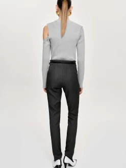 Women Source Unknown Clothing-Tyia Bias-Cut Slim Trousers, Dark Charcoal