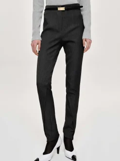 Women Source Unknown Clothing-Tyia Bias-Cut Slim Trousers, Dark Charcoal