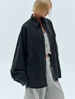 Women Source Unknown Accessories-Unisex Denim Shirt, Black Washed