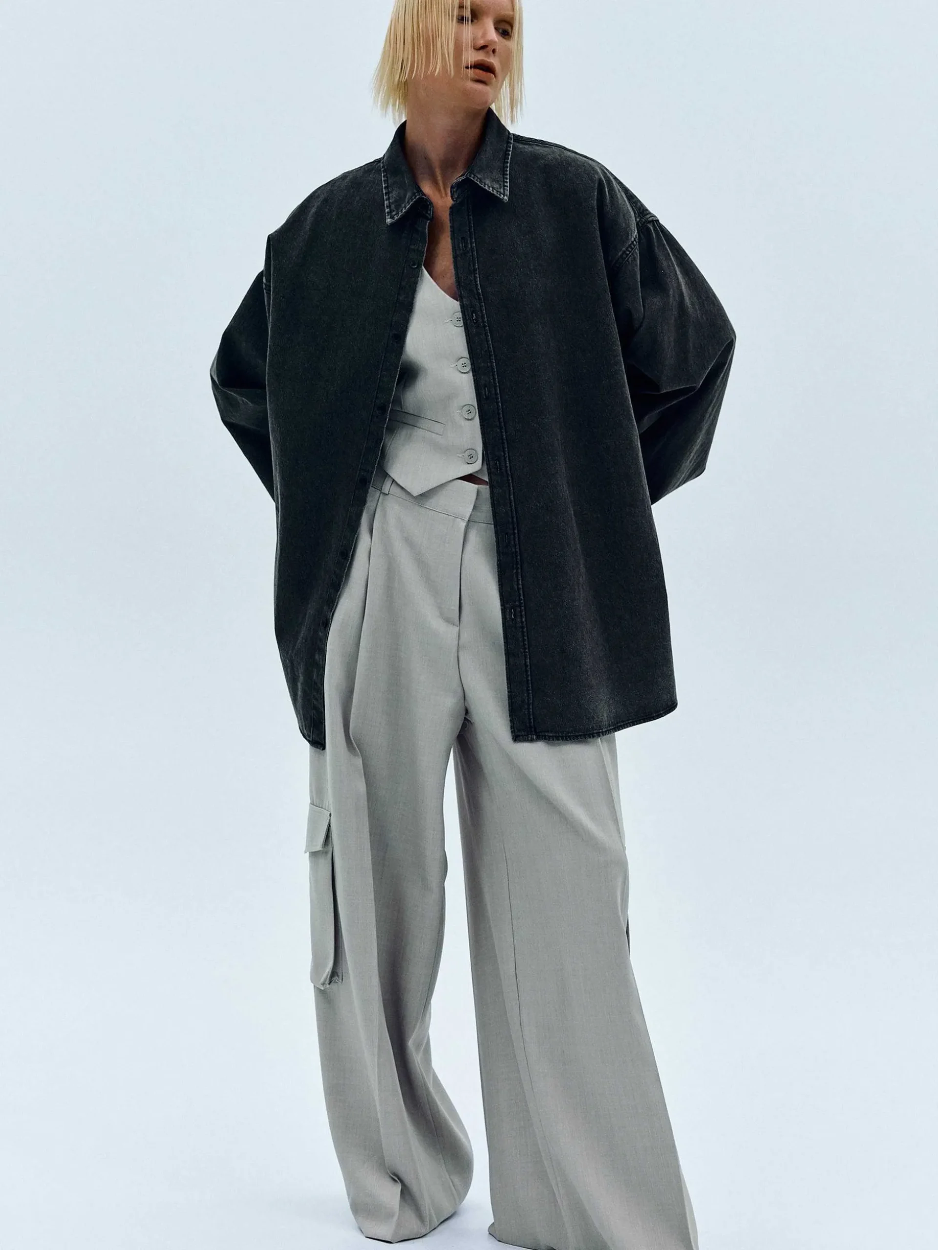 Women Source Unknown Accessories-Unisex Denim Shirt, Black Washed
