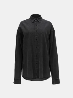 Women Source Unknown Accessories-Unisex Denim Shirt, Black Washed