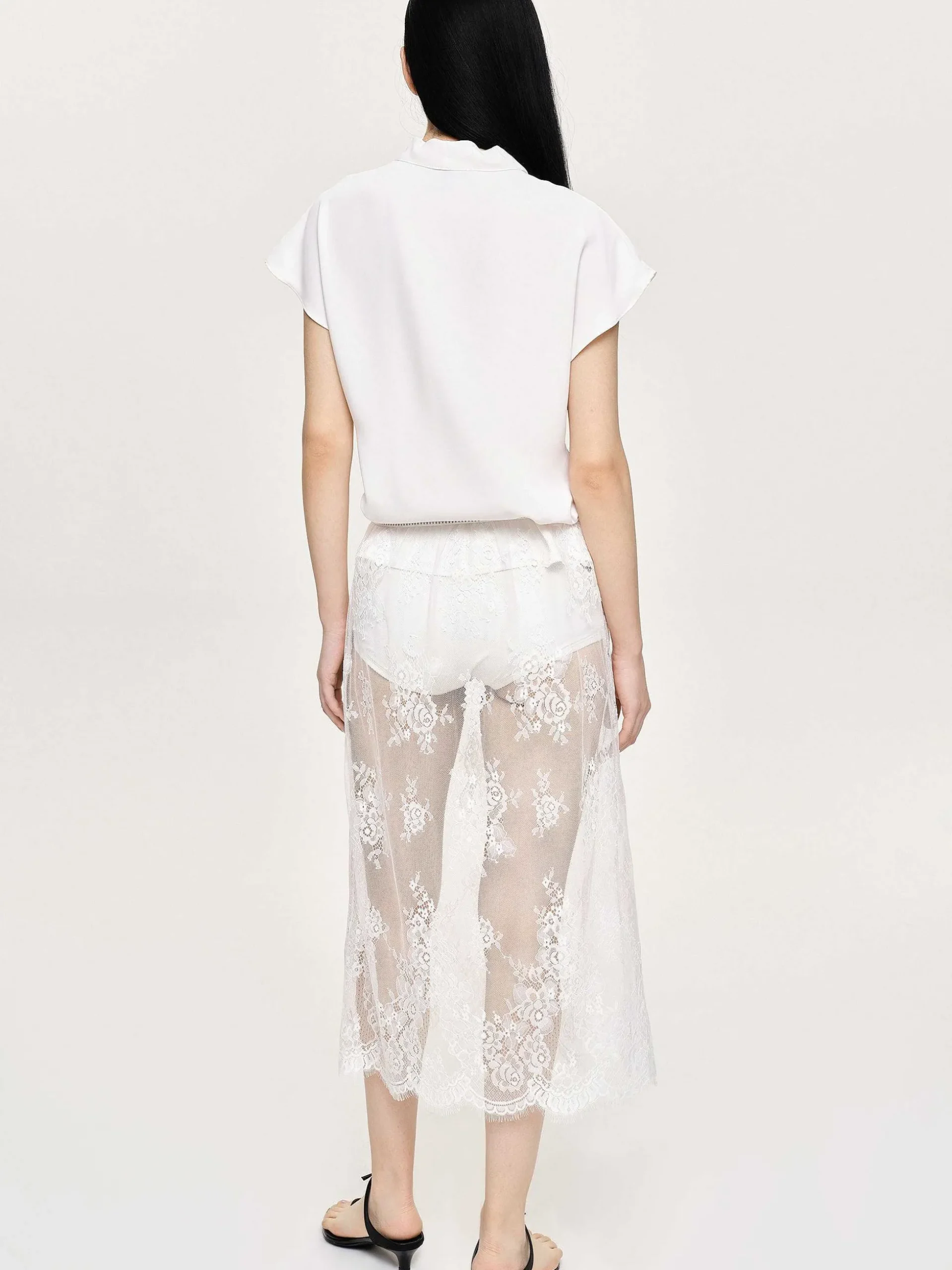 Women Source Unknown Tops-V-Neck Crepe Blouse, White