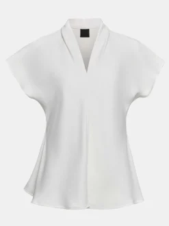 Women Source Unknown Clothing-V-Neck Crepe Blouse, White