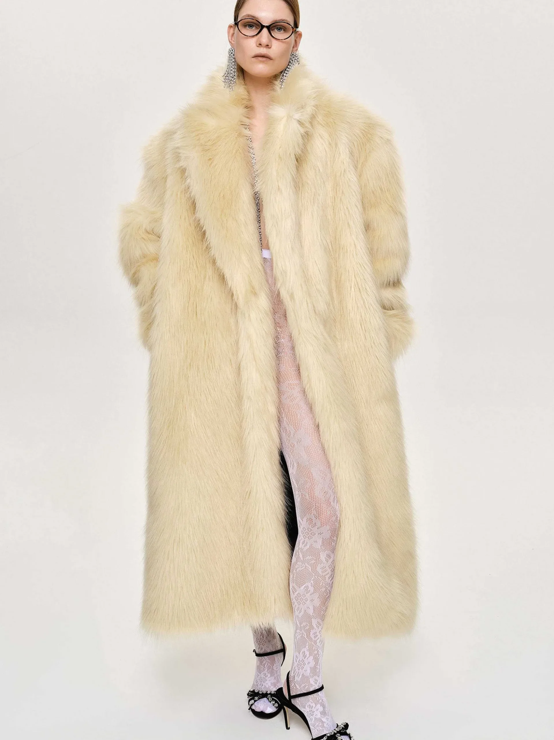 Women Source Unknown Outerwear-Wallis Fur Oversized Grandpa Coat, Tuscan Cream