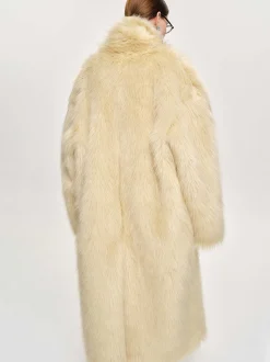 Women Source Unknown Outerwear-Wallis Fur Oversized Grandpa Coat, Tuscan Cream
