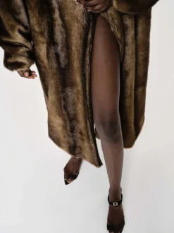 Women Source Unknown Outerwear-Wallis Fur Oversized Grandpa Coat, Espresso