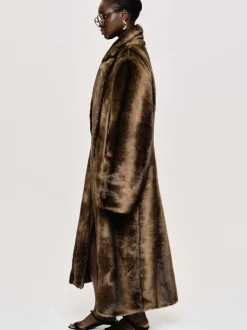 Women Source Unknown Outerwear-Wallis Fur Oversized Grandpa Coat, Espresso