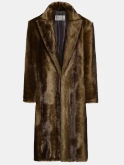 Women Source Unknown Outerwear-Wallis Fur Oversized Grandpa Coat, Espresso